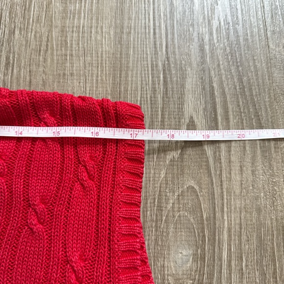 Vintage Villager Sport Ramie Cotton Blend Red Cable Knit Mockneck Vest Size XL - Picture 7 of 9